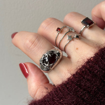 [ red garnet ] twinkle ring silver