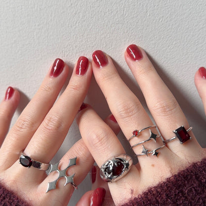 [ red garnet ] twinkle ring silver