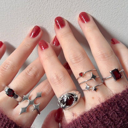 [ red garnet ] twinkle ring silver