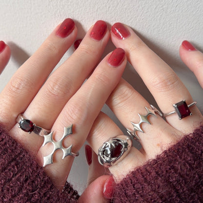 [ silver ] diamond cross ring