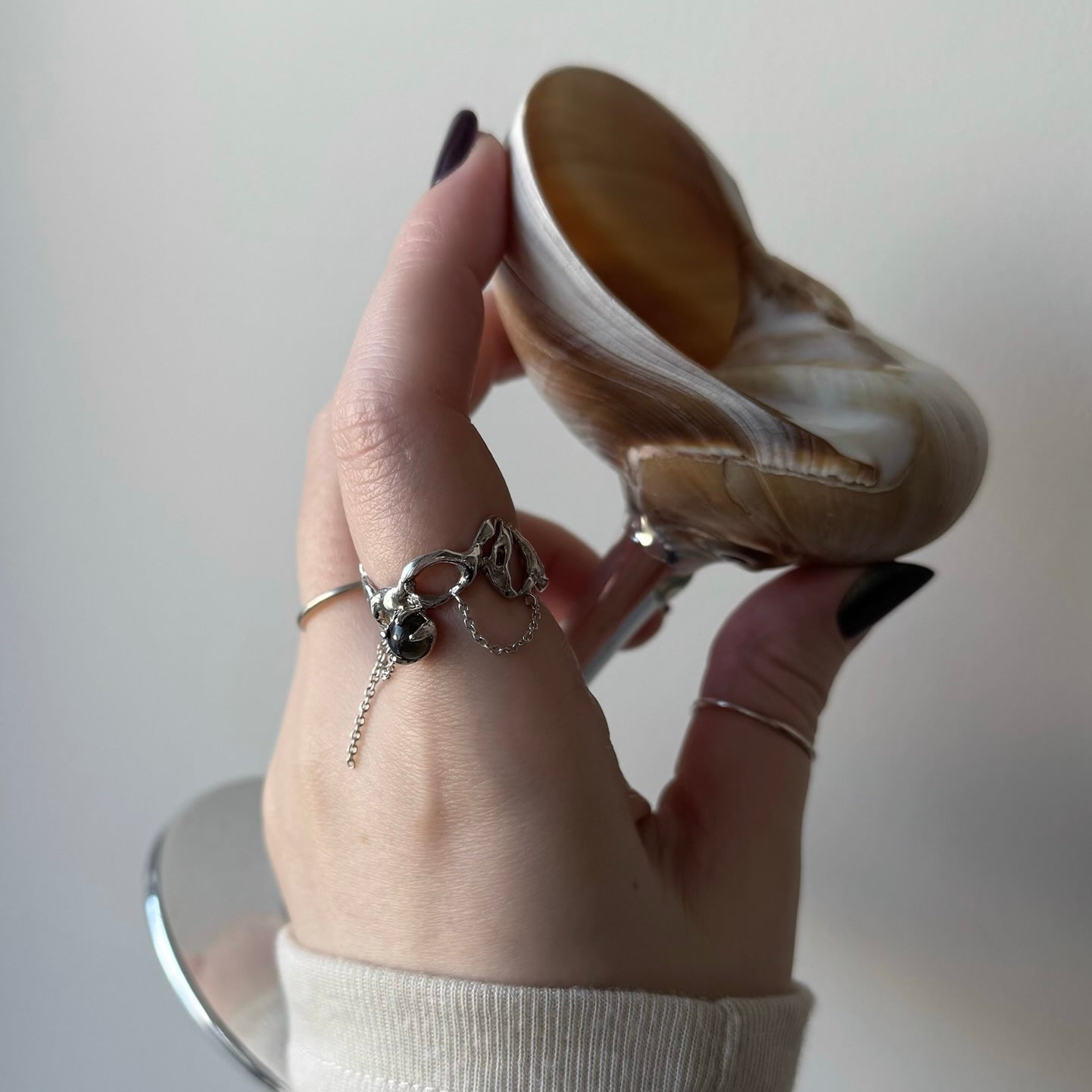 [ labradorite ] nuanced mesh silver [ free size ]