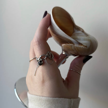 [ labradorite ] nuanced mesh silver [ free size ]