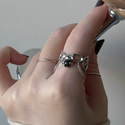 [ labradorite ] nuanced mesh silver [ free size ]