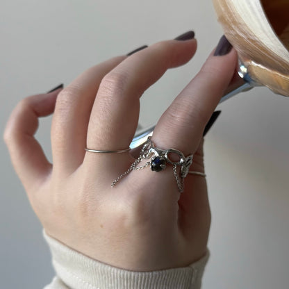 [ labradorite ] nuanced mesh silver [ free size ]