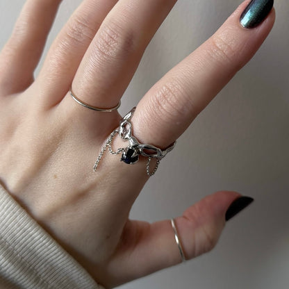 [ labradorite ] nuanced mesh silver [ free size ]