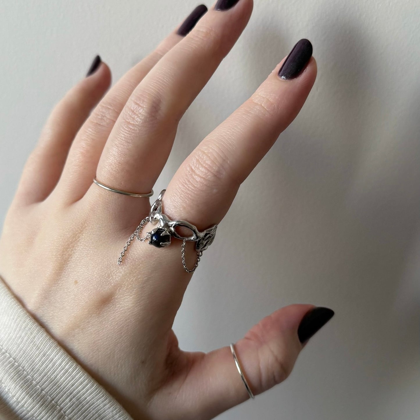 [ labradorite ] nuanced mesh silver [ free size ]