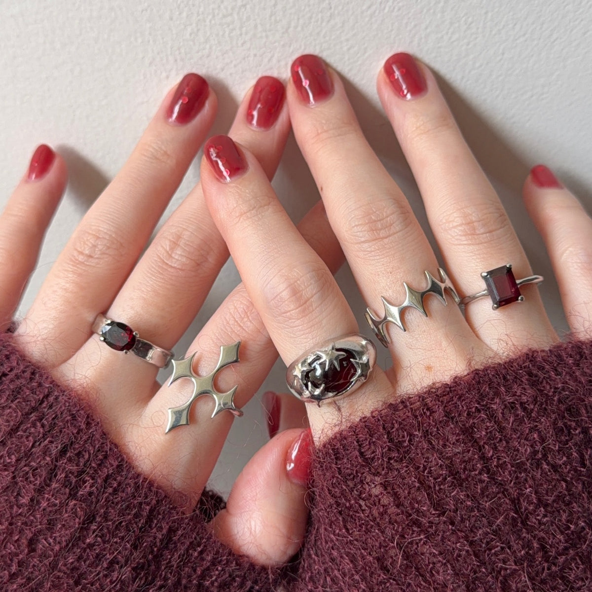 [ silver ] diamond cross ring