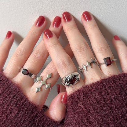 [ silver ] diamond cross ring