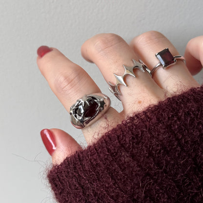 [ red garnet ] twinkle ring silver