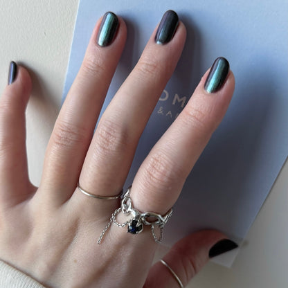 [ labradorite ] nuanced mesh silver [ free size ]