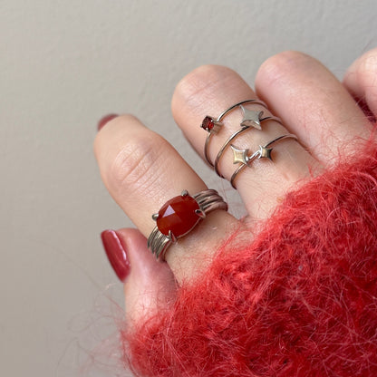 [ red agate ] trois silver