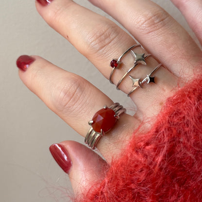 [ red agate ] trois silver