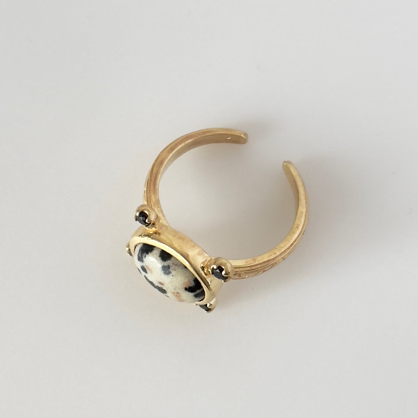 [ dalmatian jasper ] oval petit gold [ free size ]