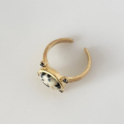 [ dalmatian jasper ] oval petit gold [ free size ]