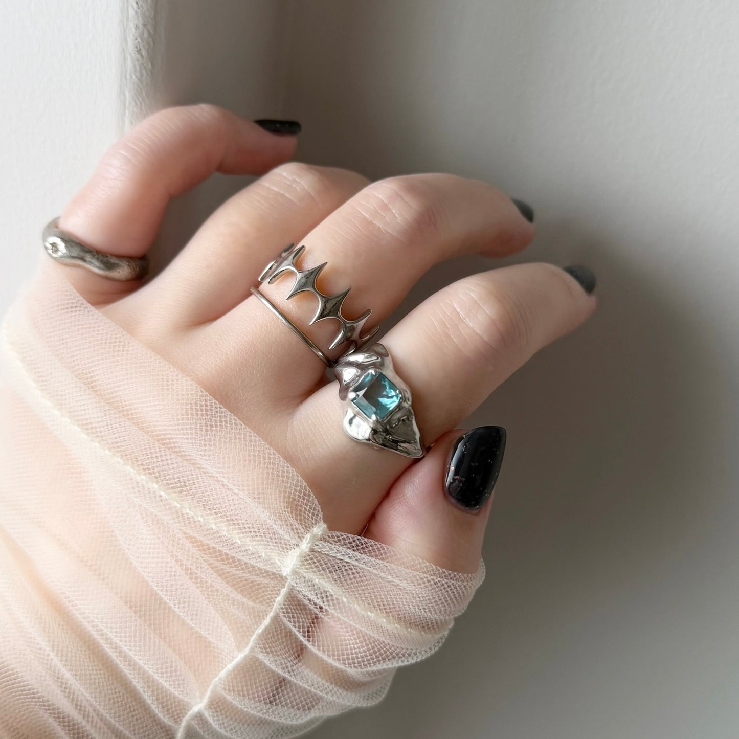 [ sky blue ]  melt ring  silver