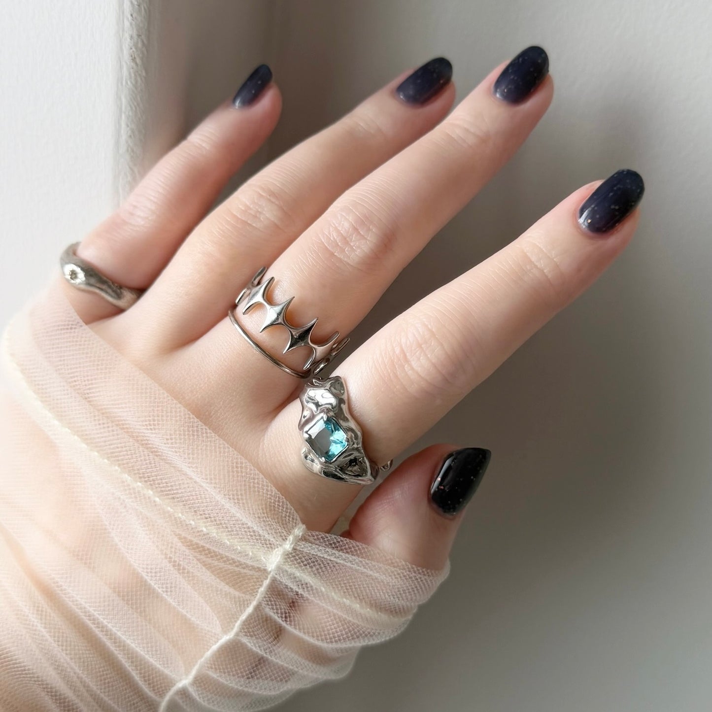 [ sky blue ]  melt ring  silver