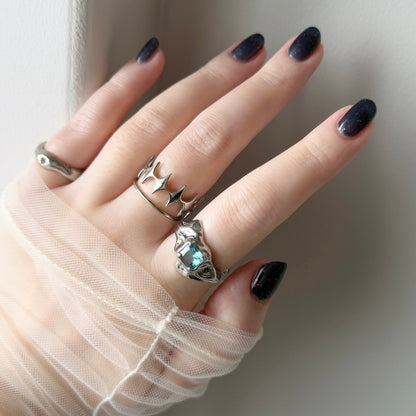 [ sky blue ]  melt ring  silver