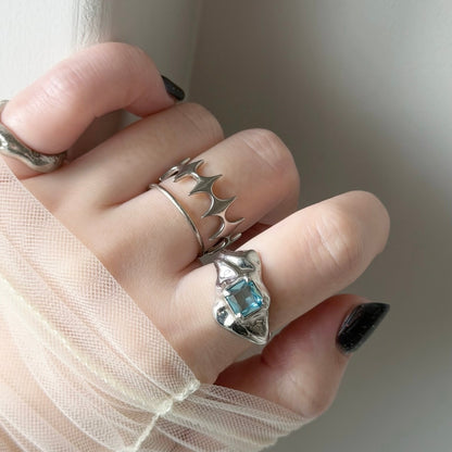 [ sky blue ]  melt ring  silver