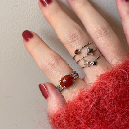 [ red agate ] trois silver
