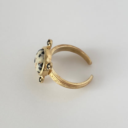 [ dalmatian jasper ] oval petit gold [ free size ]