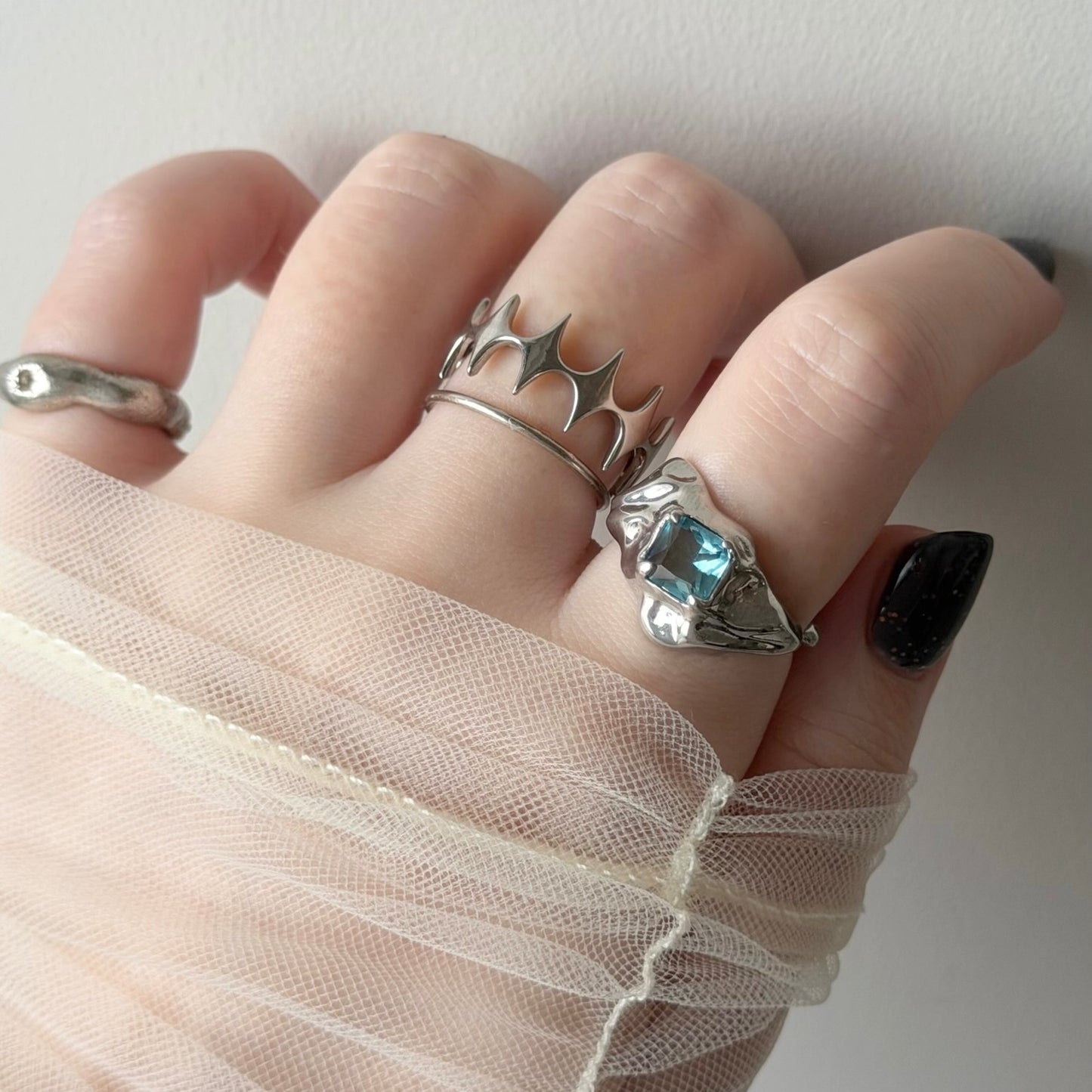 [ sky blue ]  melt ring  silver
