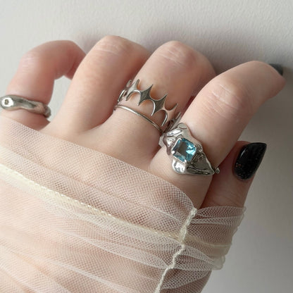 [ sky blue ]  melt ring  silver