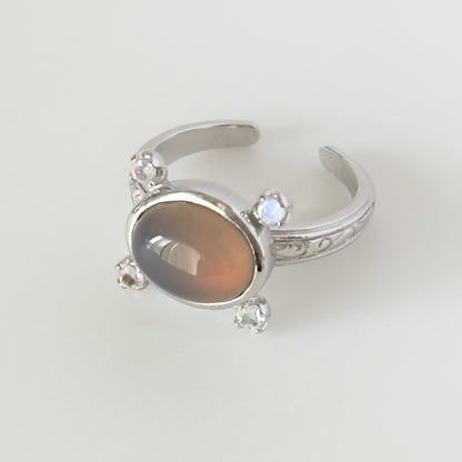 [ gray onyx ] oval petit silver