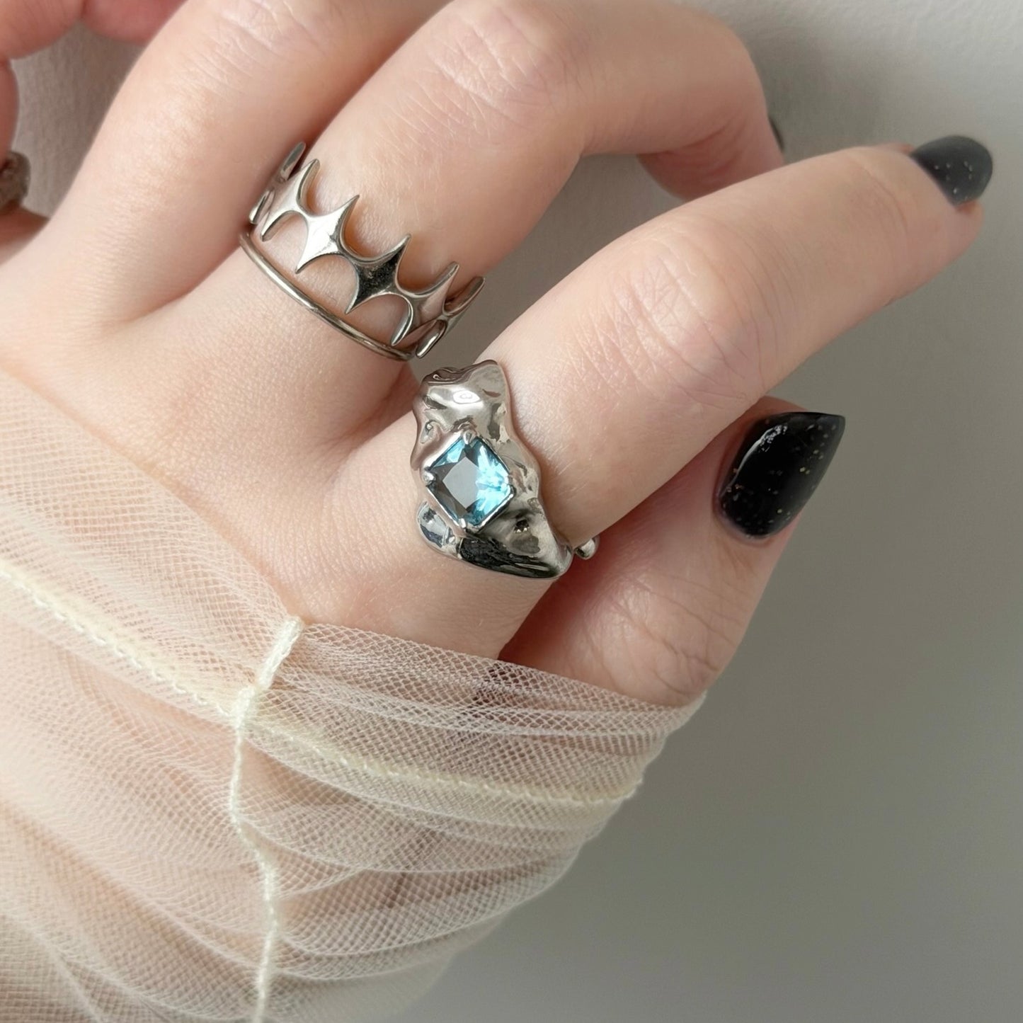 [ sky blue ]  melt ring  silver