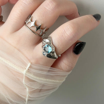 [ sky blue ]  melt ring  silver