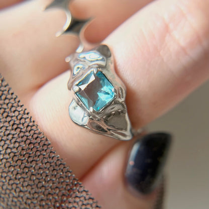[ sky blue ]  melt ring  silver