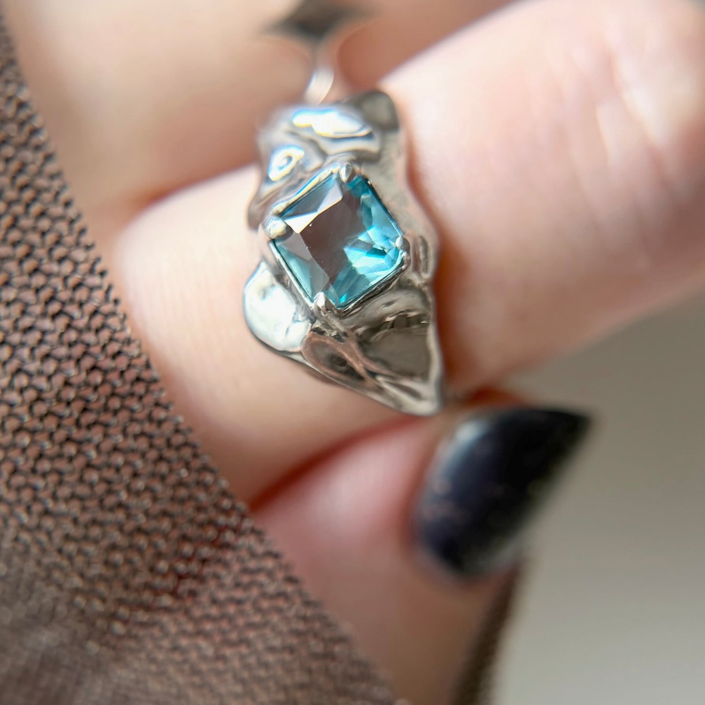 [ sky blue ]  melt ring  silver