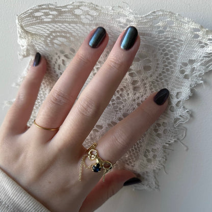 [ labradorite ] nuanced mesh gold [ free size ]