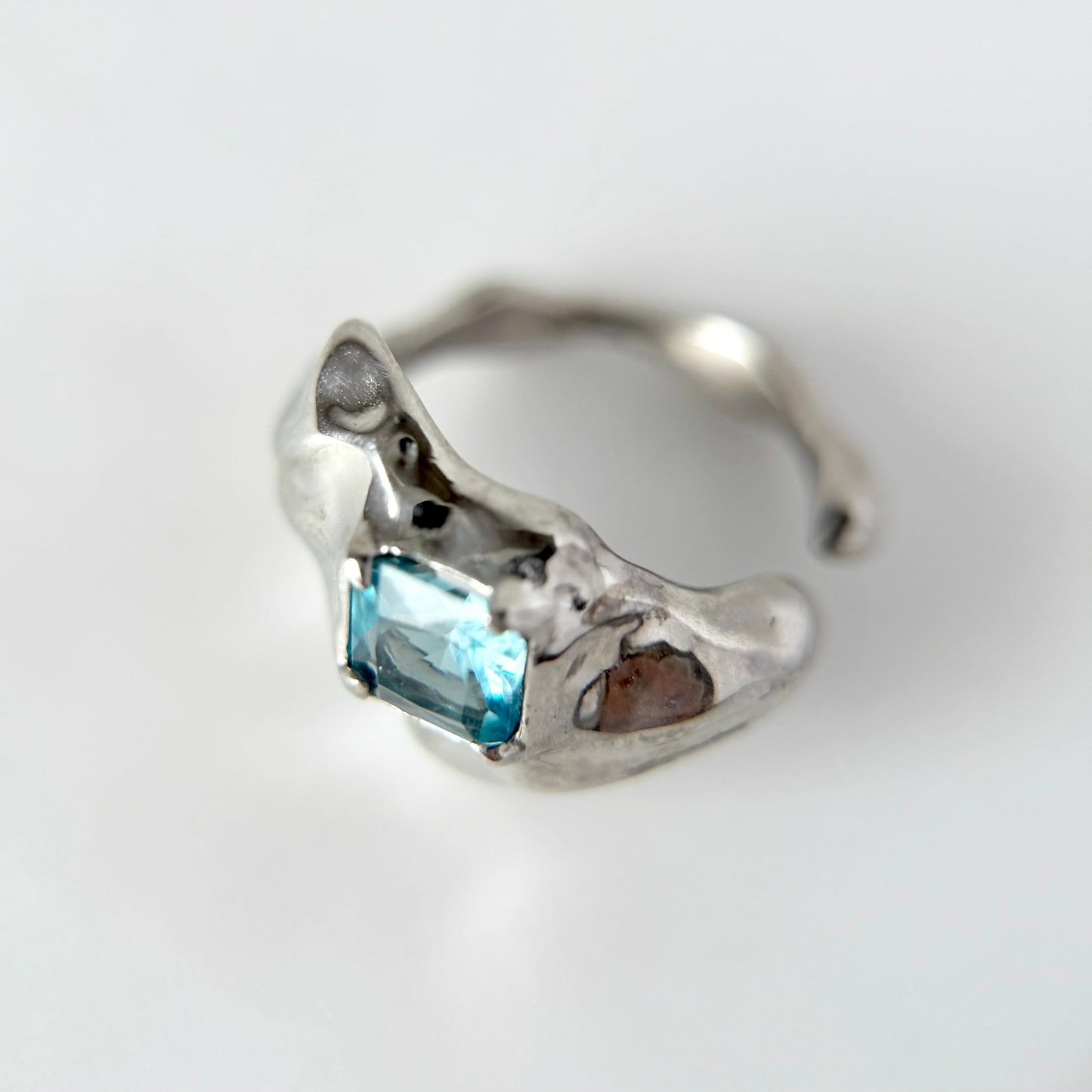 [ sky blue ]  melt ring  silver