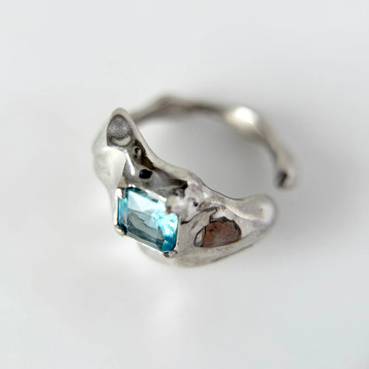 [ sky blue ]  melt ring  silver