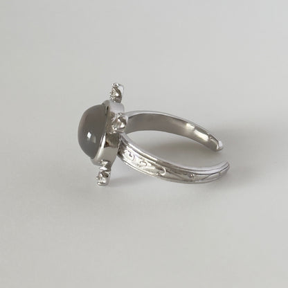 [ gray onyx ] oval petit silver