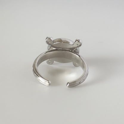 [ gray onyx ] oval petit silver