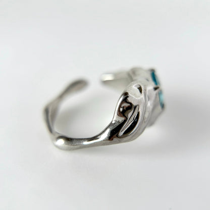 [ sky blue ]  melt ring  silver