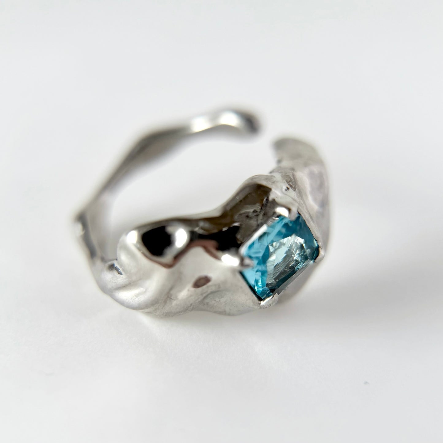 [ sky blue ]  melt ring  silver