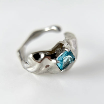 [ sky blue ]  melt ring  silver