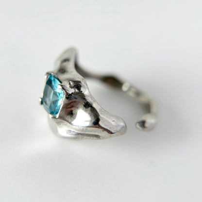 [ sky blue ]  melt ring  silver