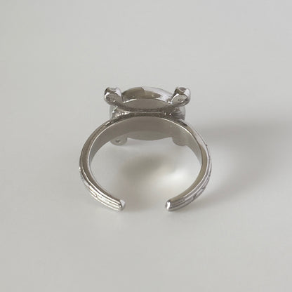 [ blue lace agate ] oval petit silver [ free size ]