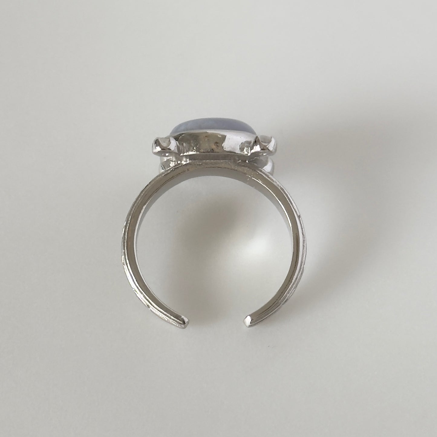 [ blue lace agate ] oval petit silver [ free size ]
