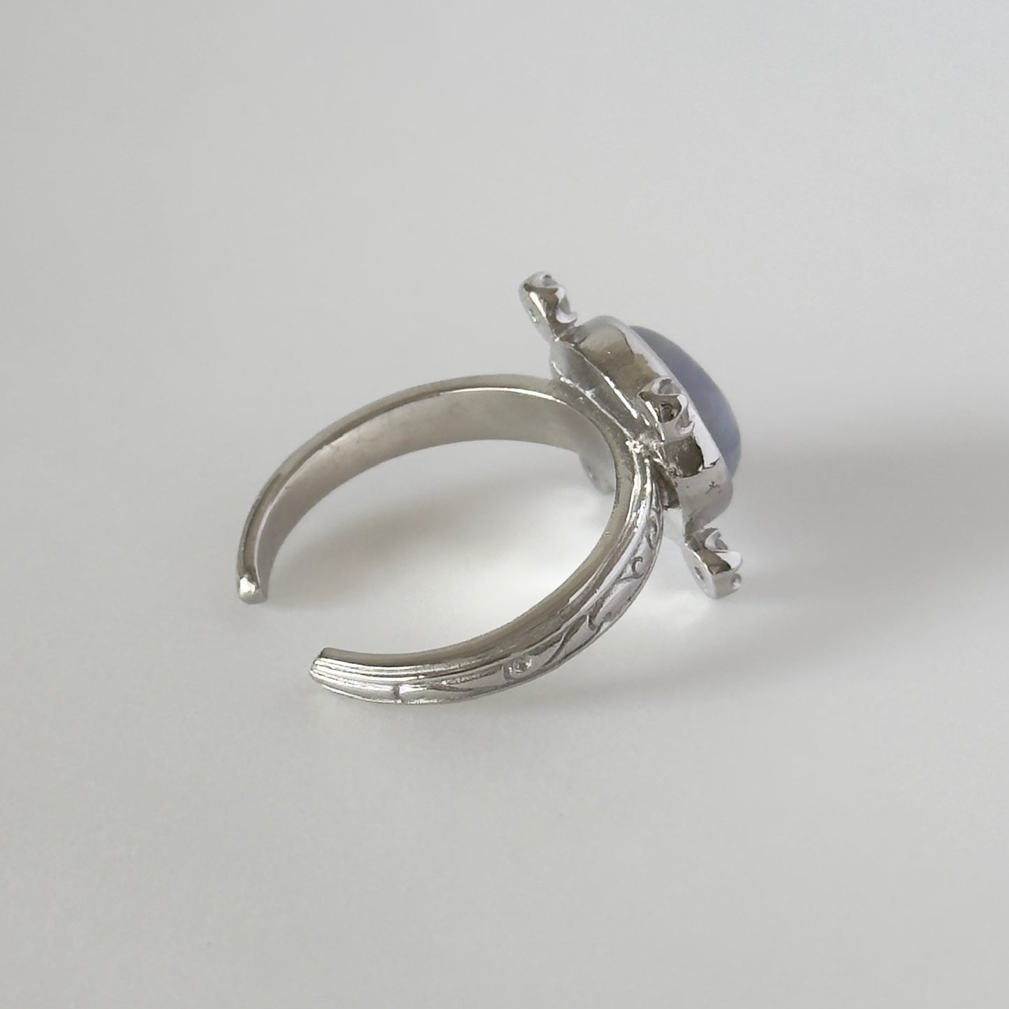[ blue lace agate ] oval petit silver [ free size ]
