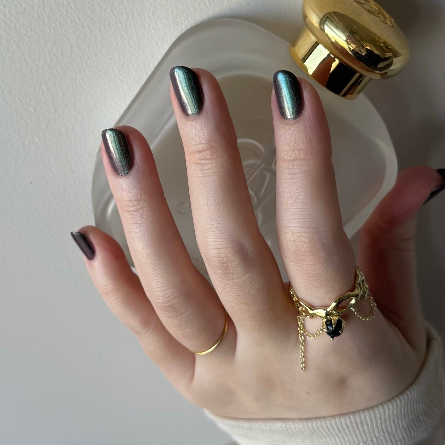 [ labradorite ] nuanced mesh gold [ free size ]