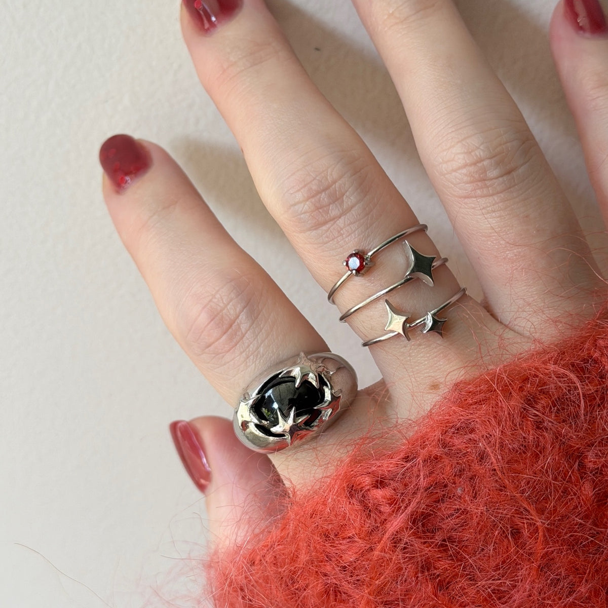[ red garnet ] twinkle ring silver