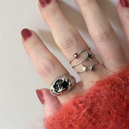 [ red garnet ] twinkle ring silver