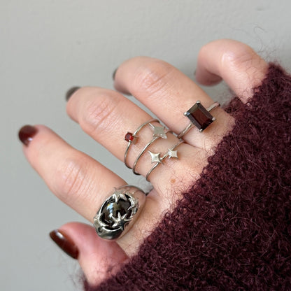 [ red garnet ] twinkle ring silver