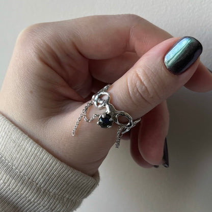 [ labradorite ] nuanced mesh silver [ free size ]