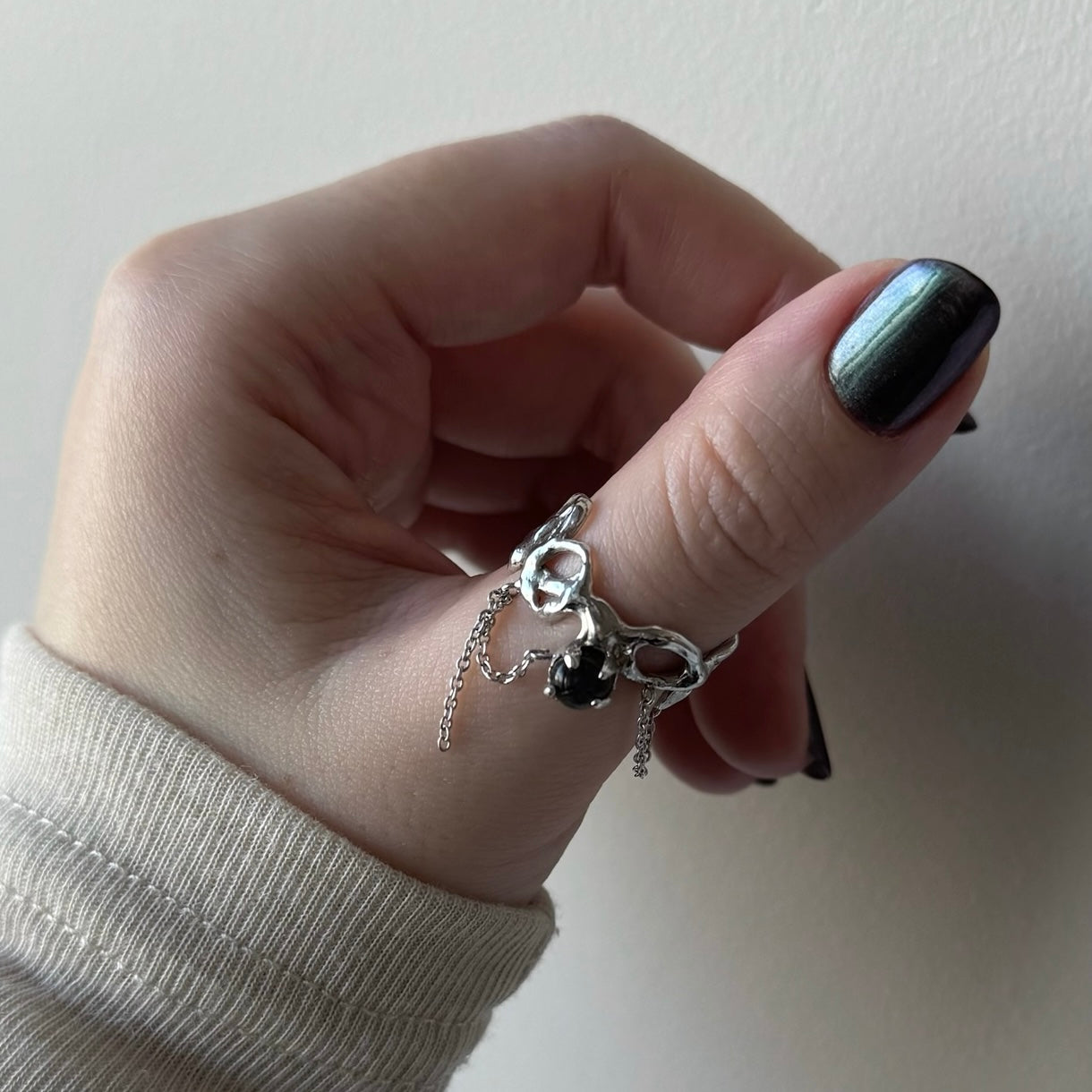 [ labradorite ] nuanced mesh silver [ free size ]