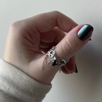 [ labradorite ] nuanced mesh silver [ free size ]